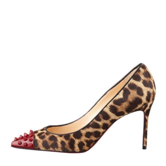 NEW Christian Louboutin Geo Spike-Toe Leopard Calf Hair Pump, 35.5 - Picture 2 of 3